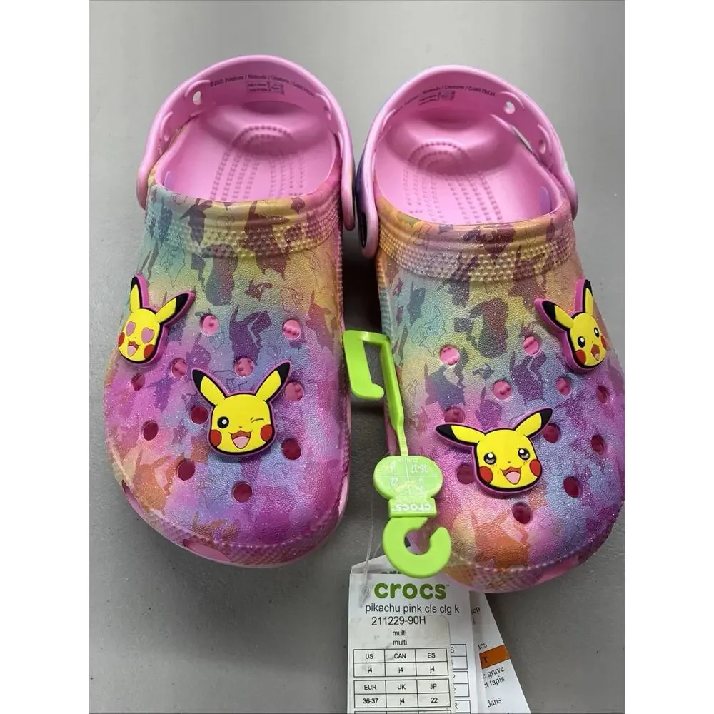 Crocs Pikachu Classic Clog Pokemon Slide Slip On Pink 211229-90H Kid's Size 4 J4